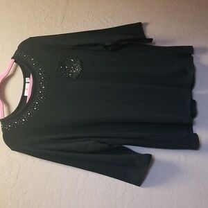 QUACKER FACTORY Sz, XL Black 3/4 Sleeve pullover W/Studs, GUC, CL#73